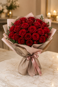 24 Deep Red Rose Luxury Hand-Tied Bouquet