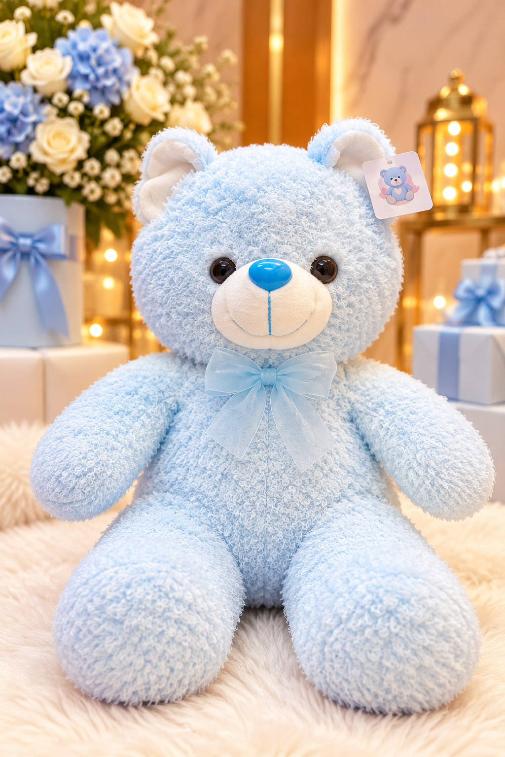 Blush Blue Plush Teddy Bear