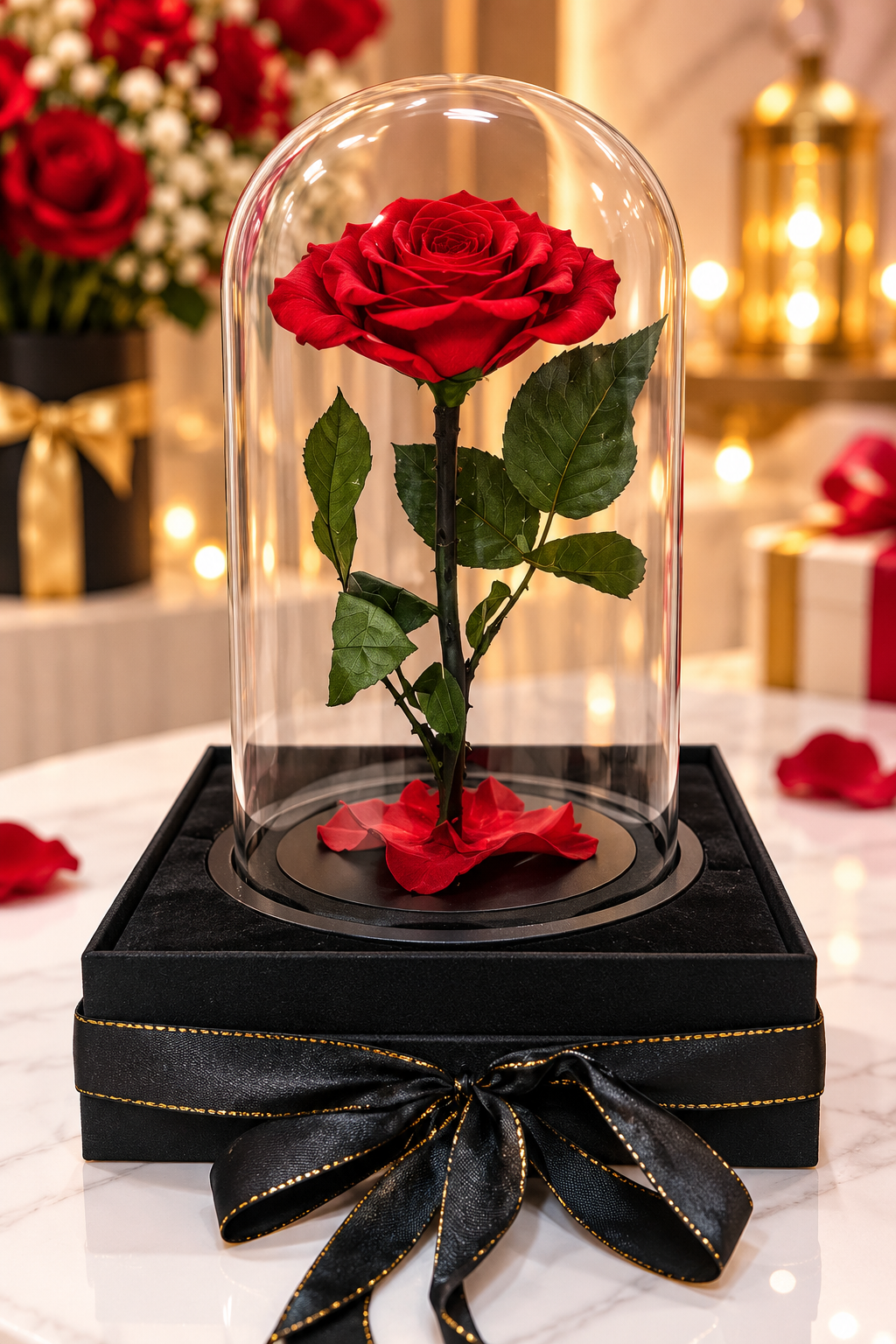 Forever Red Rose in Glass Dome – Luxury Preserved Rose Gift