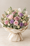 Pink and lavender mixed rose apology bouquet