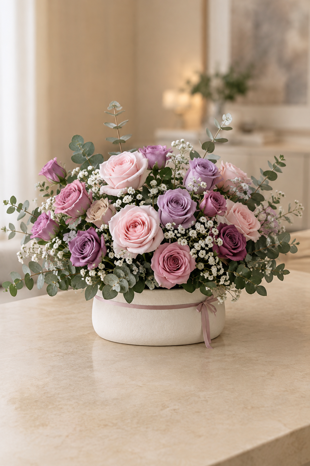 Lavender rose apology arrangement