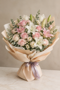 Pink and peach apology bouquet