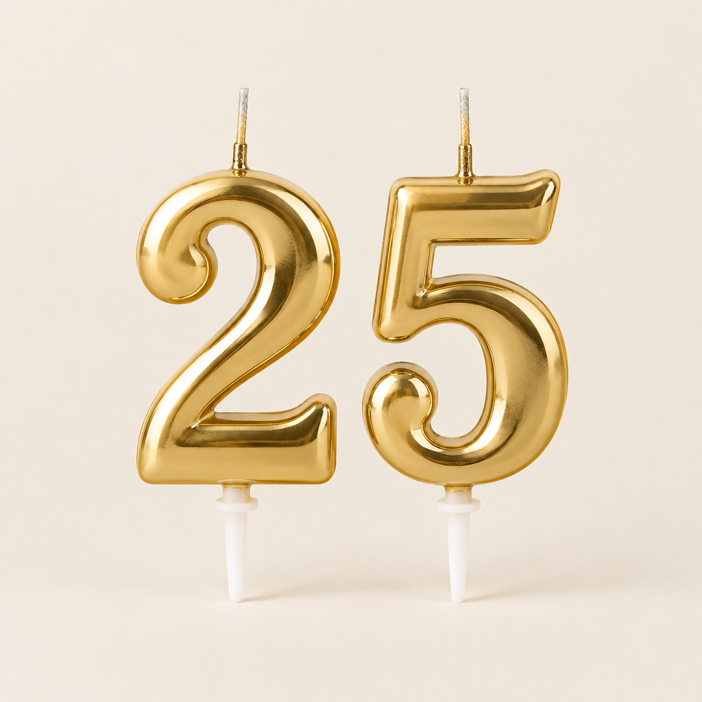 Gold number birthday candles