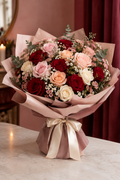Luxury Red Blush Peach and Ivory Valentine's Bouquet