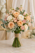 Champagne Garden – Peach & Cream Rose Bridal Bouquet