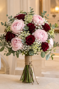 Royal Peony – Blush Peony & Burgundy Rose Bridal Bouquet