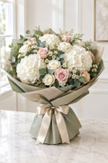 Cloud Nine – White Hydrangea & Blush Rose Bouquet