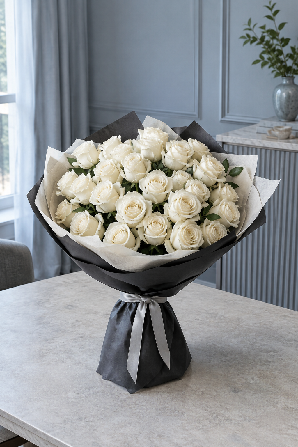 White rose apology bouquet