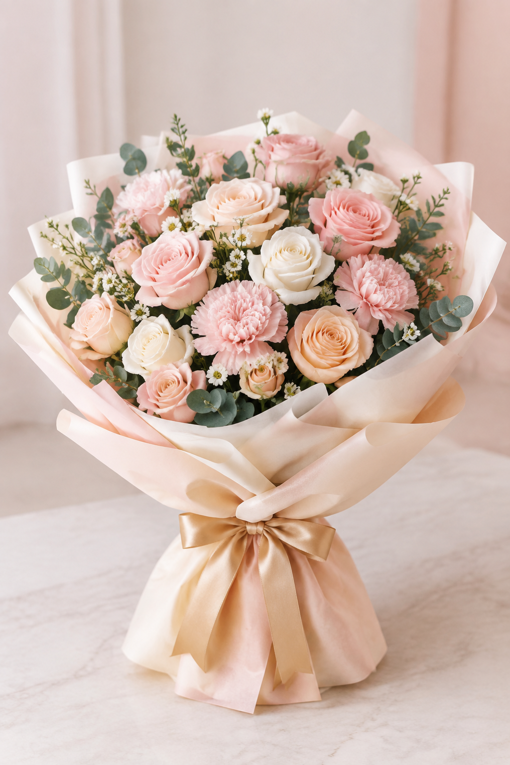 Little Princess – Blush & Peach Rose Bouquet