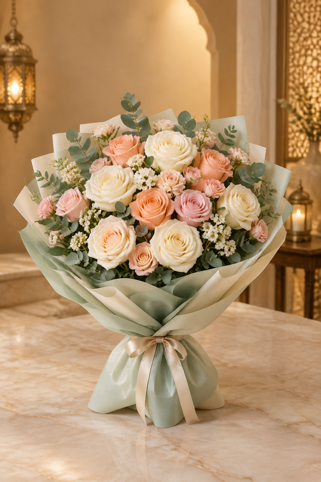 Eid Grace premium white hand-tied bouquet