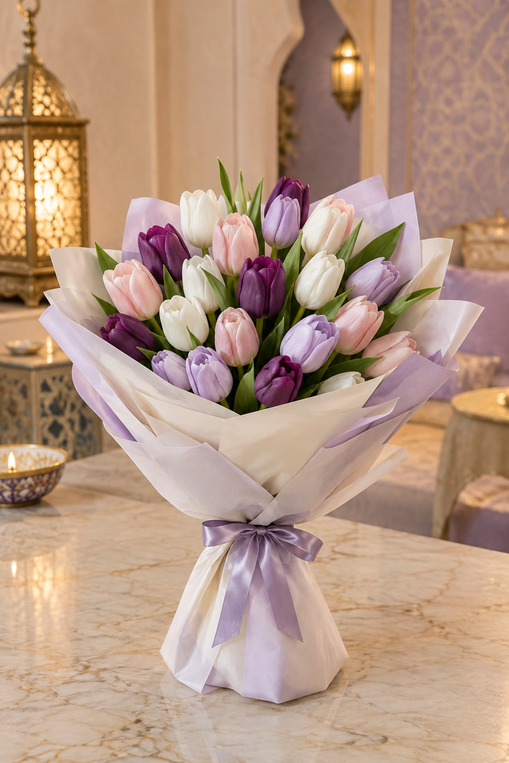 Premium festive hand tied tulip bouquet
