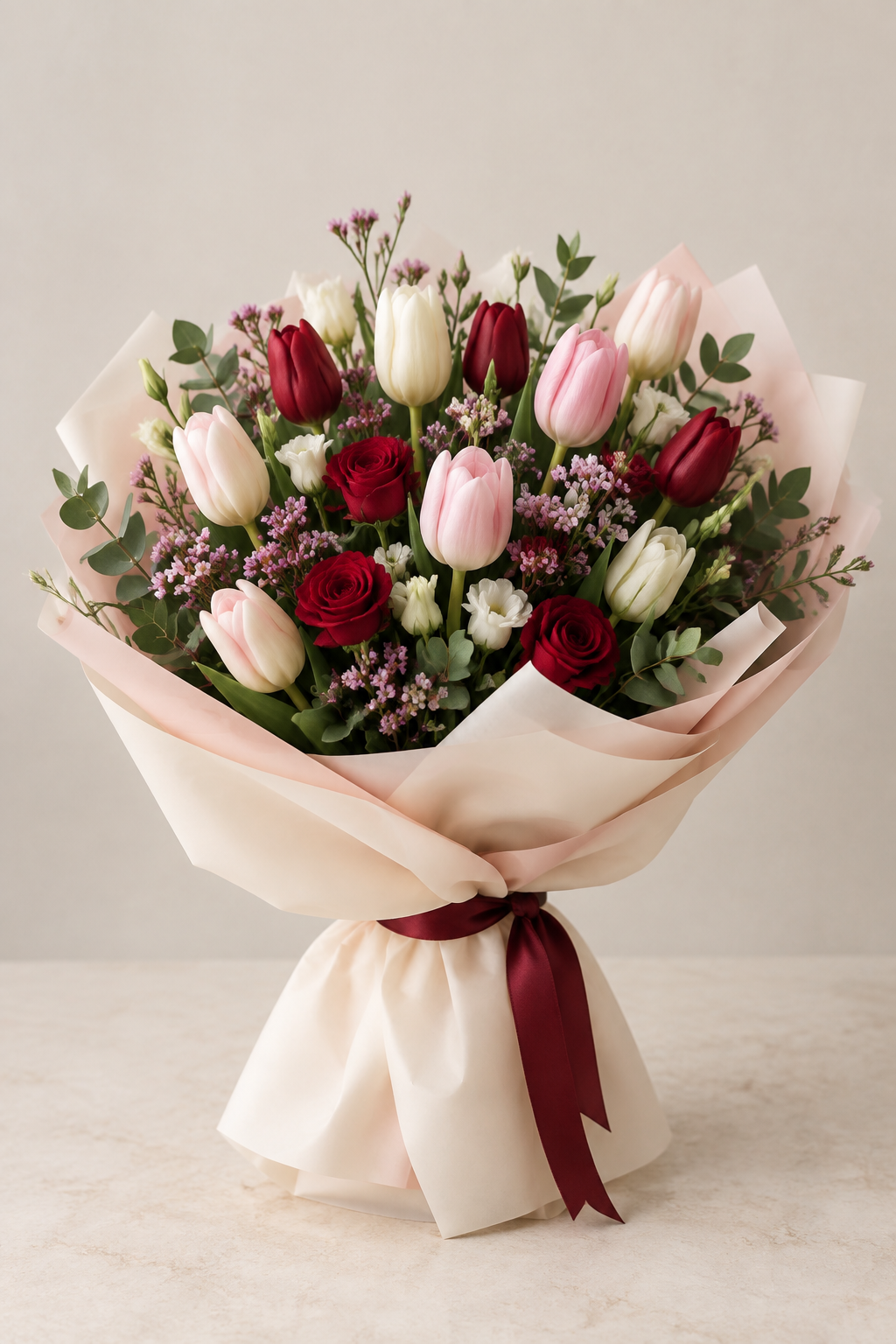 Tulip Love – Tulip & Red Rose Bouquet