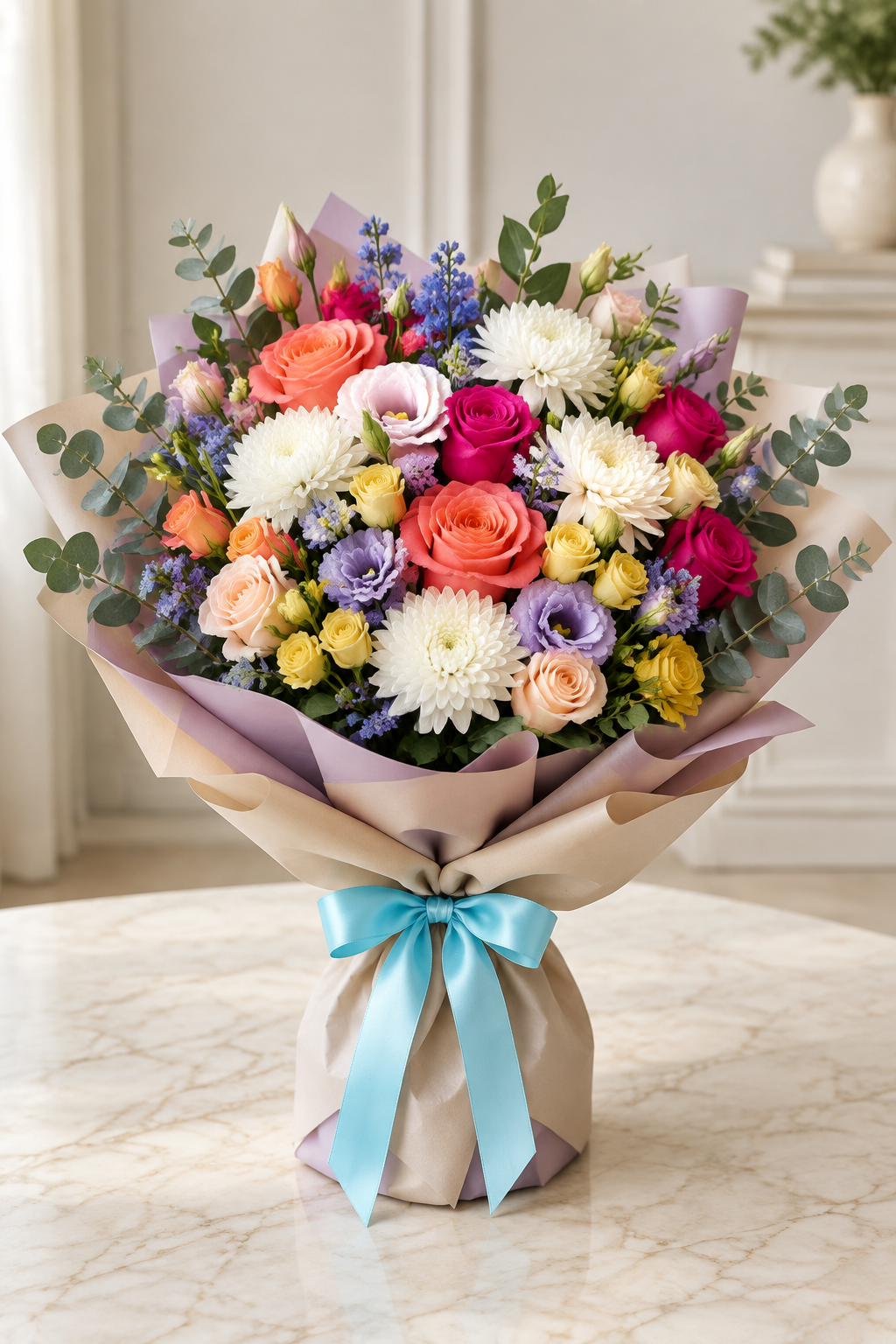 Colourful Garden Birthday – Mixed Bright Bloom Bouquet
