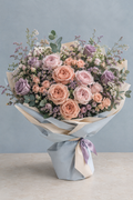 Dusty Peach Dream – Peach Rose & Lavender Bouquet