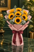 Golden Sunflower Joy – Sunflower & Gypsophila Bouquet