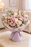 Welcome Baby Girl – Pink Rose & Carnation Bouquet