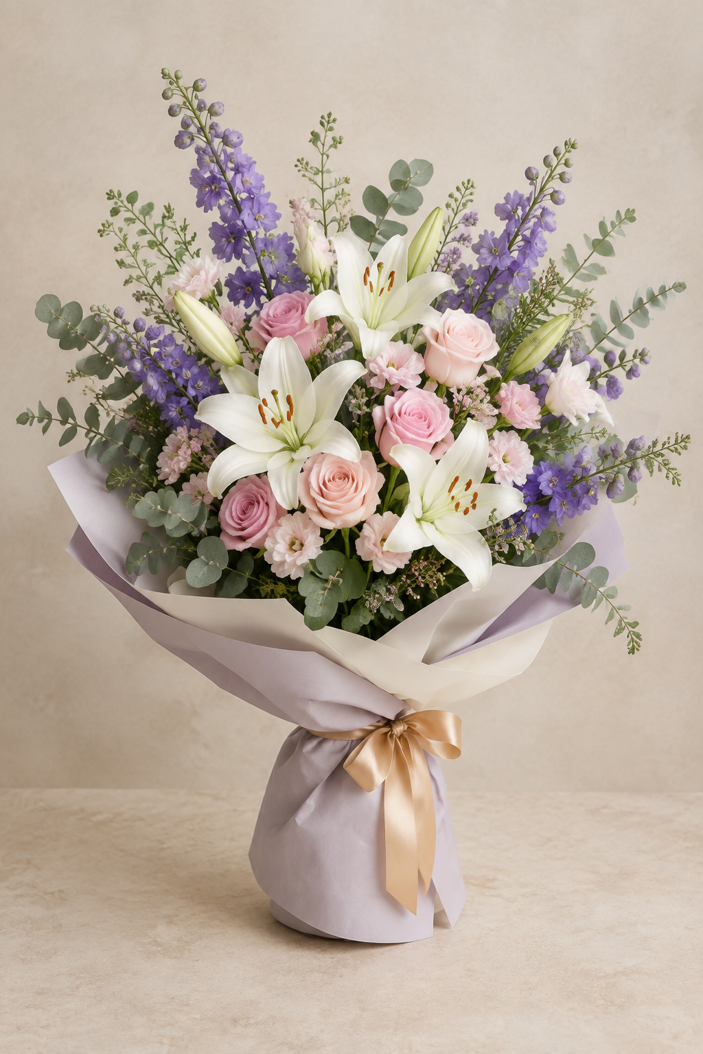 White lily apology bouquet